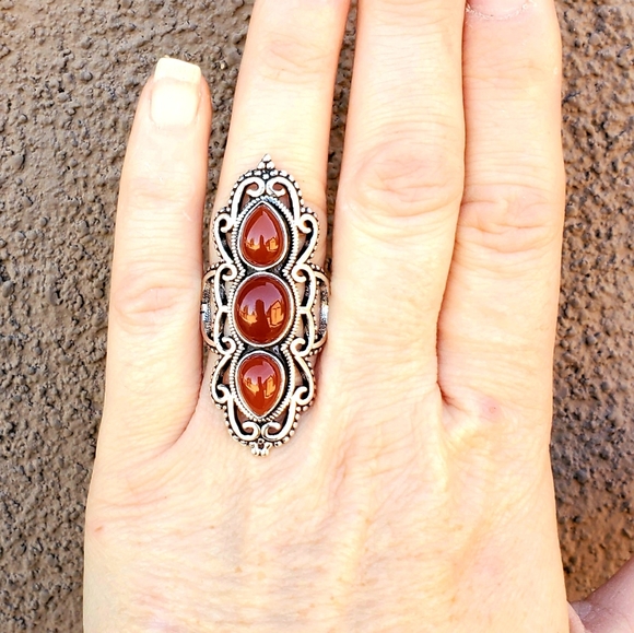 New Amazing Carnelian 925 Silver Statement Ring. - Picture 11 of 16
